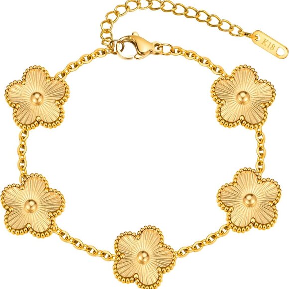 Hypoallergenic Gold Charm Bracelet Set - Perfect Gift for Women, Adjustable Size - Picture 1 of 6